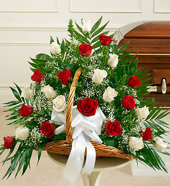 Sincerest Sympathies Fireside Basket-Red &amp;amp; White